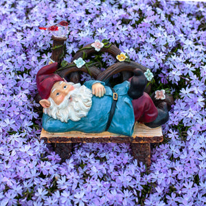 Solar Park Bench Pat Gnome Statuary, 10 Inch | Shop Garden Decor by Exhart
