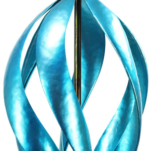 Art-In-Motion Hanging Helix Spinner in Blue Metal with Glass Crackle Ball, 9.5 by 19 Inches | Shop Garden Decor by Exhart