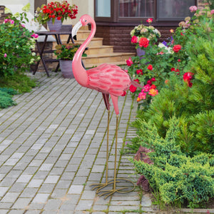 Pink Hand Painted Metal Garden Flamingo Statue, 40 Inches tall | Shop Garden Decor by Exhart