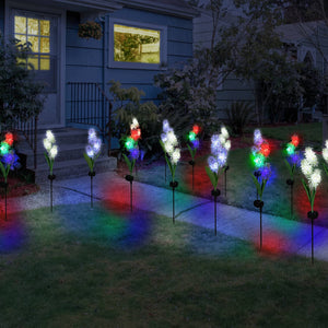 Solar White Fabric Lilac Garden Stake with Color Changing LEDs, 5 by 33.5 Inches | Shop Garden Decor by Exhart