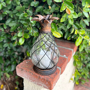 Bronze Pineapple Lantern with Battery Powered LED Candle on a Timer, 10.25 Inch | Shop Garden Decor by Exhart