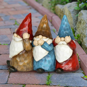 See No, Hear No, Speak No Evil Wood Look Garden Gnomes Statue,  8 Inch | Shop Garden Decor by Exhart