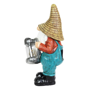 Solar Garden Gnome with LED Firefly Watering Can Statuary, 5 by 12.5 Inch | Shop Garden Decor by Exhart