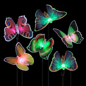 Solar Fiber Optic Butterfly Garden Stake Six Piece Set, 5 by 26 Inches | Shop Garden Decor by Exhart