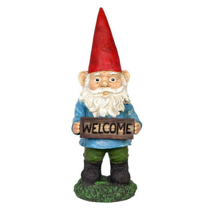 Welcome Sign Willis Gnome Statue, 13 Inch