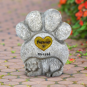 Solar Dog Paw Print Memorial Garden Stone Marker, 7.5 x 4.5 x 8 Inches | Shop Garden Decor by Exhart