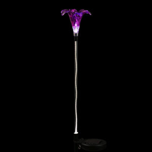 Solar Plastic Lily Garden Stake in Purple, 4 by 35 Inches | Shop Garden Decor by Exhart