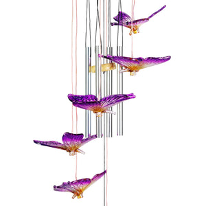 Solar Butterfly Acrylic and Metal Wind Chime with Color Changing LED lights, 5 by 26 Inches | Shop Garden Decor by Exhart