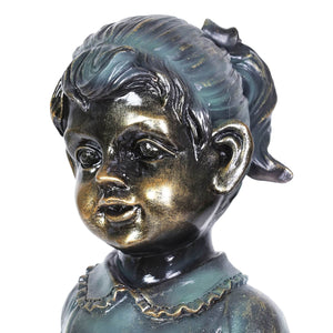 Bronze Look Girl with Hula Hoop Statuary, 9.5. by 19.5 Inches | Shop Garden Decor by Exhart