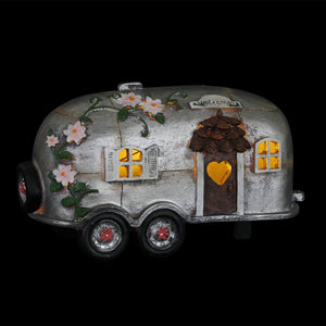 Solar Silver Camping Trailer Garden Statue, 6 Inch | Shop Garden Decor by Exhart