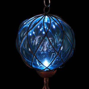 Solar Caged Blue Glass Wind Chime with Metal Finial, 6 by 45 Inches | Shop Garden Decor by Exhart