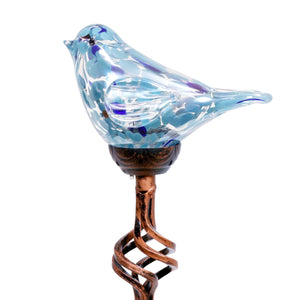 Solar Pearlized Hand Blown Glass Bird Garden Stake in Teal, 6 by 31 Inches | Shop Garden Decor by Exhart