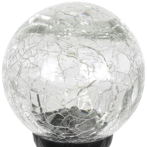 Solar Crackle Glass Ball Garden Stake with Six LED lights and Bead Details, 4 by 30 Inches | Shop Garden Decor by Exhart