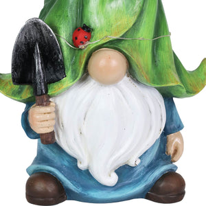 Gnome with Solar String Hat with Ladybugs and Trowel Garden Statuary, 7 by 14 Inches | Shop Garden Decor by Exhart