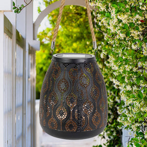 Solar Metal Filigree Hanging Lantern, 7 by 15 Inches | Shop Garden Decor by Exhart