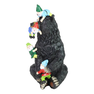 Bear Garden Statue with Gnomes, Hand Painted, UV-Treated Resin, 6.5 x 12 Inches | Shop Garden Decor by Exhart