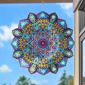 Laser Cut Mandala Hanging Starburst Wind Spinner with Bead Details, 12 Inch | Shop Garden Decor by Exhart