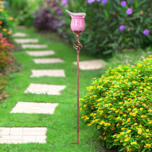 Solar Calla Lily Garden Stake in Pink, 4 by 31 Inches | Shop Garden Decor by Exhart