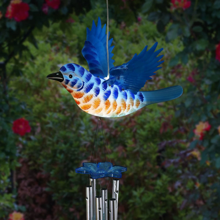 Solar WindyWings Blue Bird Wind Chime, 10 by 9 Inches