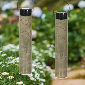 2 Piece Solar Grey Acrylic Hanging Light Sticks with 20 White LED Firefly Lights, 2 by 10 Inches | Shop Garden Decor by Exhart
