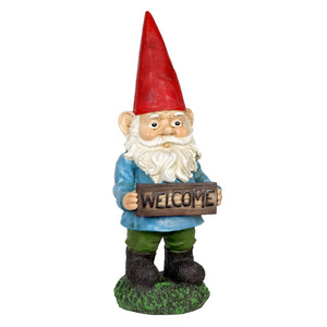 Welcome Sign Willis Gnome Statue, 13 Inch | Shop Garden Decor by Exhart