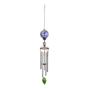 Solar Blue Glass Ball Wind Chime with Metal Finial, 5 by 46 Inches | Shop Garden Decor by Exhart