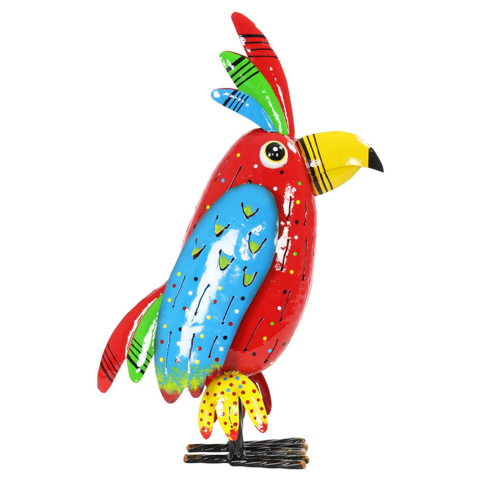 Colorful Metal Garden Bird Statue, 19 Inch