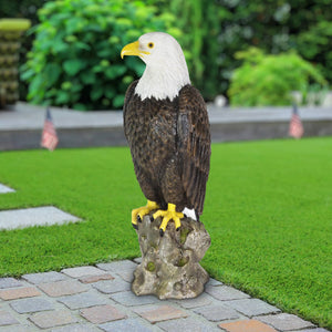 Bald Eagle on a Rock Statue, 8 by 21.5 Inches | Shop Garden Decor by Exhart