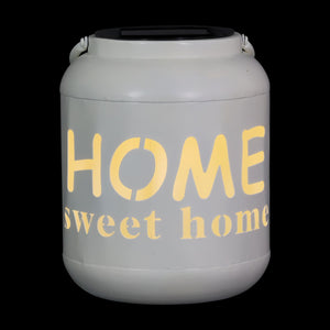 Solar Home Sweet Home Metal Garden Lantern in White, 7 Inch | Shop Garden Decor by Exhart