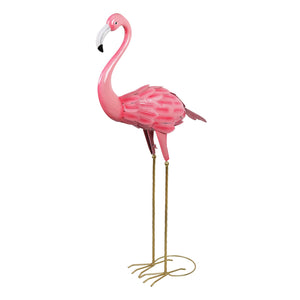 Pink Hand Painted Metal Garden Flamingo Statue, 40 Inches tall | Shop Garden Decor by Exhart