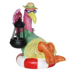 Flamingo Holding a Solar Lantern Garden Statue, 8 by 11 Inches | Shop Garden Decor by Exhart