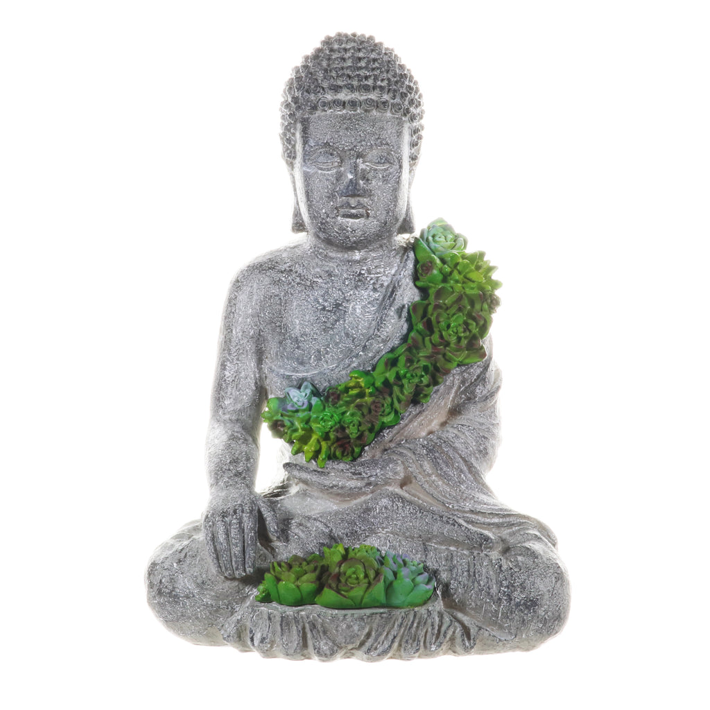 Solar Succulent Adorned Buddha, 10 by 14 Inches