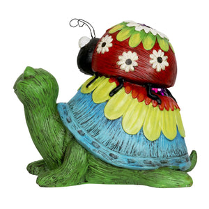 Colorful Garden Turtle and Ladybug Statue with Message of Dream Peace and Love, 9 Inch | Shop Garden Decor by Exhart