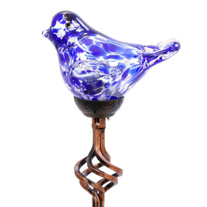 Solar Pearlized Hand Blown Glass Bird Garden Stake in Blue, 6 by 31 Inches | Shop Garden Decor by Exhart