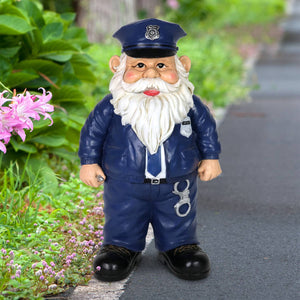 Policeman Gnome Statuary, 7.5 by 13 Inches | Shop Garden Decor by Exhart