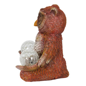 Solar Meditating Yoga Owl with Two Crackle Glass Firefly Balls Garden Statue | Shop Garden Decor by Exhart