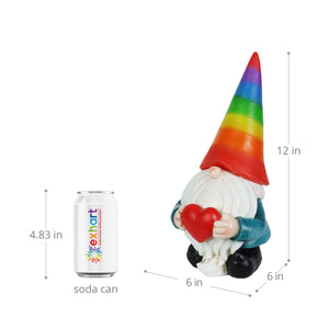 Solar Rainbow Hat Garden Gnome Statue, 6 by 12.5 Inches | Shop Garden Decor by Exhart