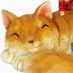 Solar Wood Like Fox with Gnomes Garden Statuary, 6 by 10 Inches | Shop Garden Decor by Exhart