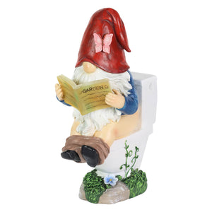 Good Time Toilet Timmy Garden Gnome Statue with LED lights on a Battery Operated Timer, 7.5 by 10.5 Inches | Exhart