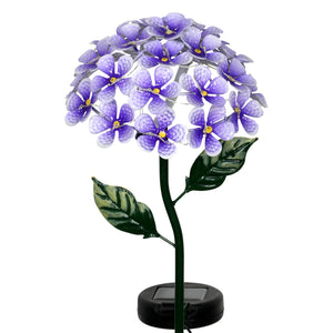 Solar Metal Hydrangea Garden Stake in Purple with Twenty-Six LED Lights, 7 by 21 Inches | Shop Garden Decor by Exhart