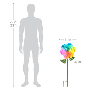 Rainbow Colored Flower Bouncing Metal Garden Stake,11 x 7 x 37 Inches | Shop Garden Decor by Exhart