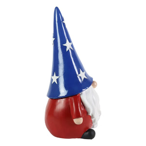 Hand Painted Patriotic LED Hat Gnome Statue on a Battery Operated Timer, 6 by 12.5 Inches | Shop Garden Decor by Exhart