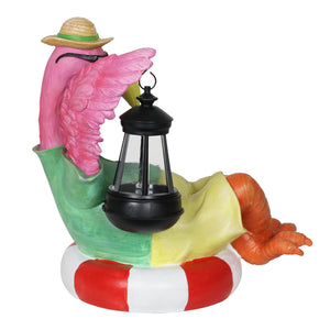 Flamingo Holding a Solar Lantern Garden Statue, 8 by 11 Inches | Shop Garden Decor by Exhart