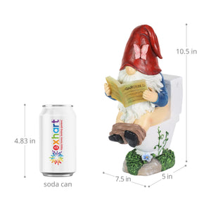 Good Time Toilet Timmy Garden Gnome Statue with LED lights on a Battery Operated Timer, 7.5 by 10.5 Inches | Exhart