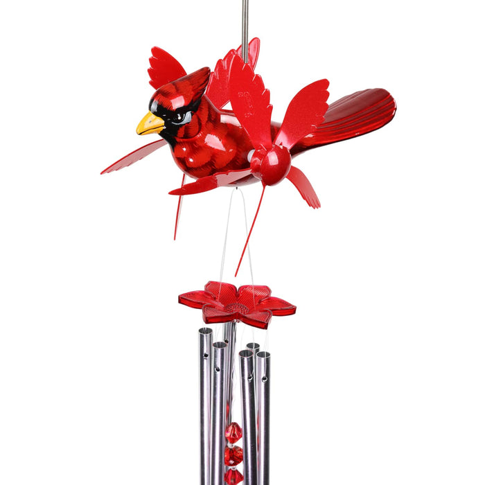 Metallic Cardinal Whirligigs Spinning Windchime, 12 by 24 Inches