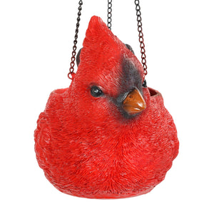 Hand Painted Red Cardinal Resin Hanging Basket Planter, 9 Inches | Shop Garden Decor by Exhart
