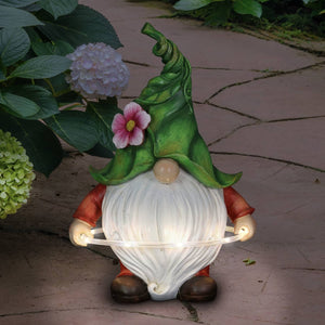 Solar Hula Hoop Garden Gnome Statuary, 7.5 by 11.5 Inches | Shop Garden Decor by Exhart