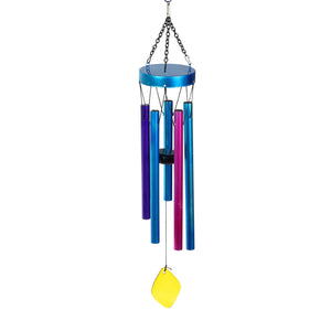 Solar Double Spinner Colorful Metal Butterfly Wind Chime, 14 by 42 Inches | Shop Garden Decor by Exhart