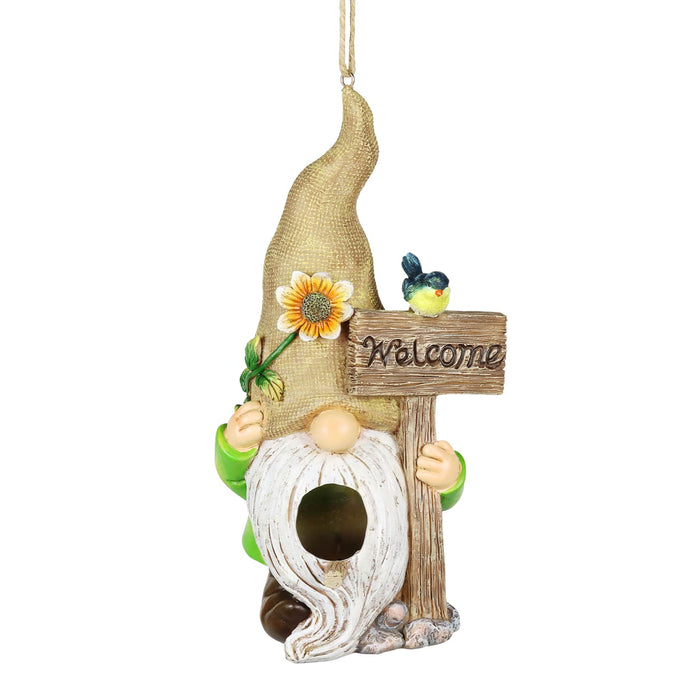 Welcome Gnome Hanging Bird House, 10.5 Inches