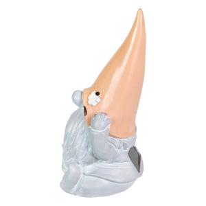 Solar Peach Hat Grey Garden Gnome Statuary, 10 Inch | Shop Garden Decor by Exhart